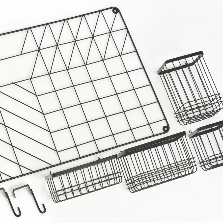 Wand-Organizer Set, 5-tlg., Metall, schwarz