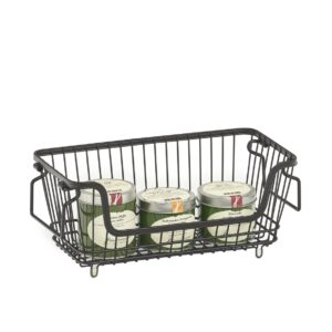 Vorratskorb, stapelbar, Metall, schwarz