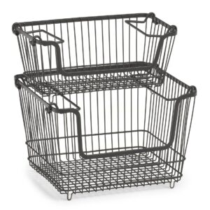 Vorratskorb, stapelbar, Metall, schwarz