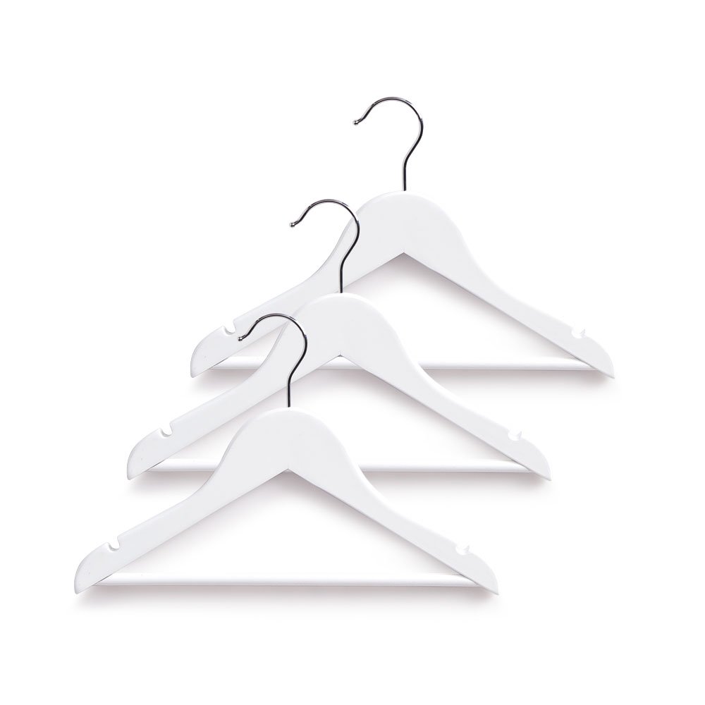 Kinder-Kleiderbügel-Set, 3-tlg., weiß