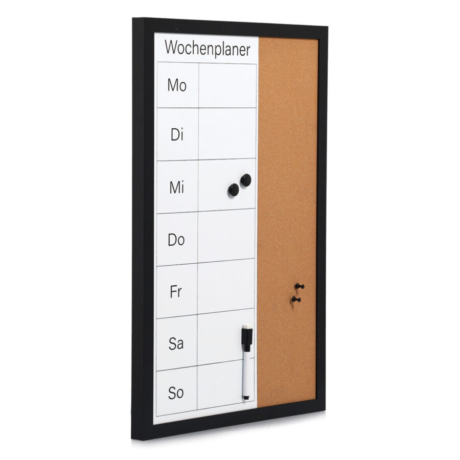 Wochenplaner, Kork/Metall/MDF, schwarz