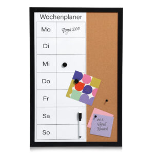 Wochenplaner, Kork/Metall/MDF, schwarz