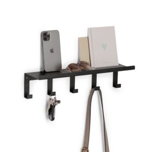 Wandregal mit Haken, Metall, schwarz