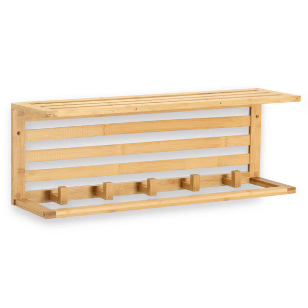 Wandregal mit Haken, Bambus