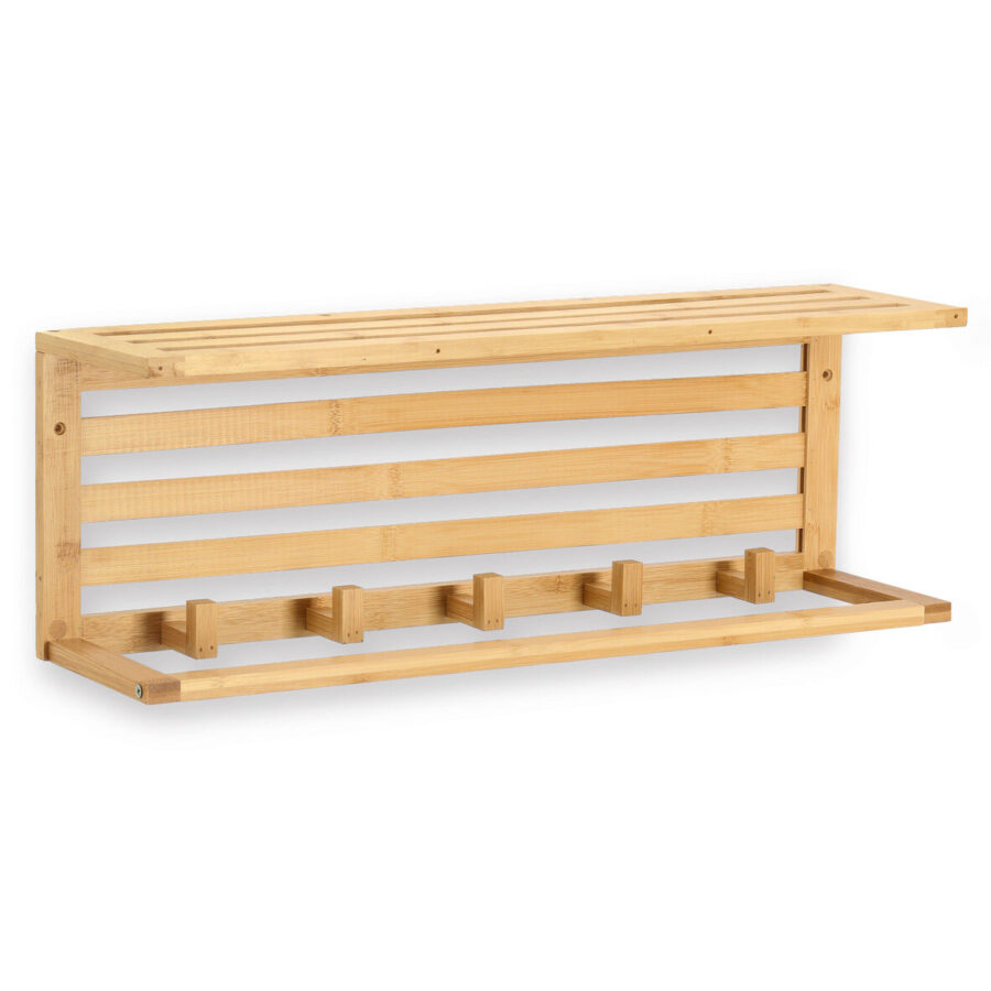 Wandregal mit Haken, Bambus