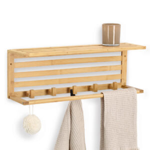Wandregal mit Haken, Bambus