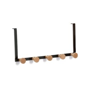 Türhänger m. 5 Haken, Metall/Holz, schwarz