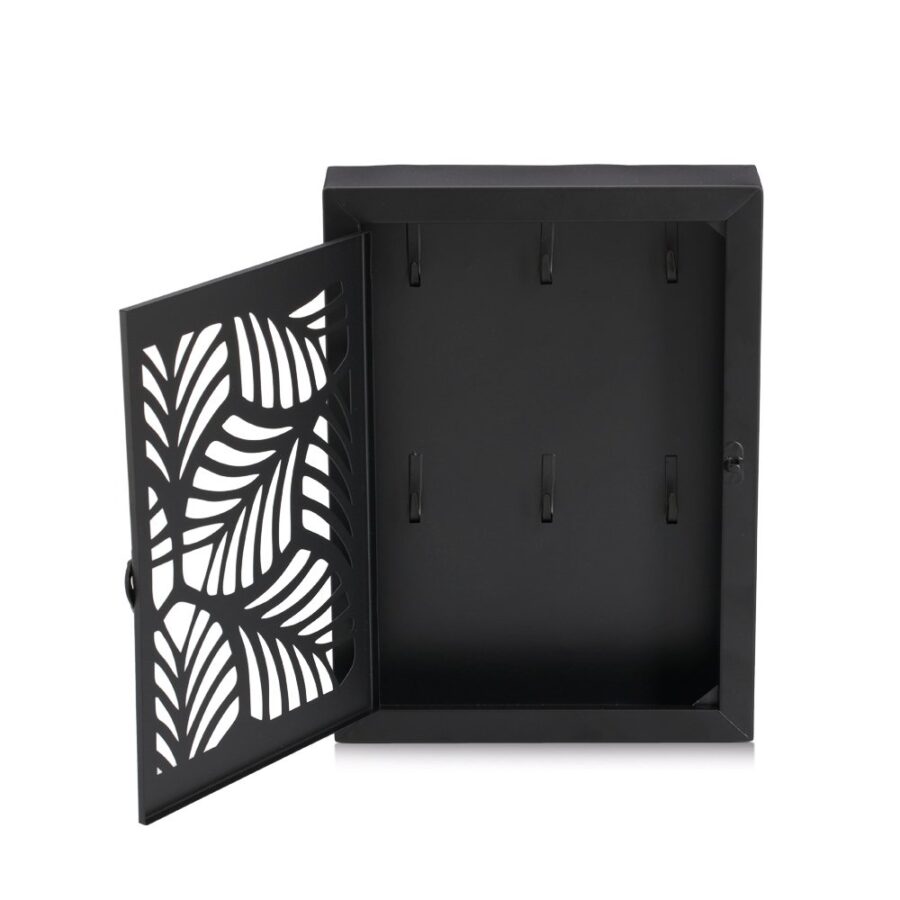 Schlüsselkasten "Leaves", Metall, schwarz