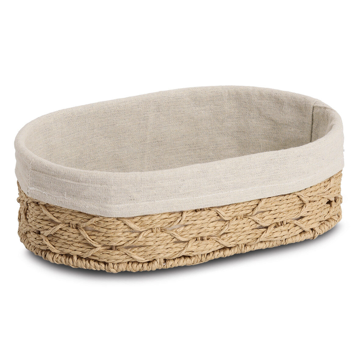 Brotkorb mit Beutel, Papiergeflecht/Baumwolle