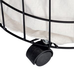 Wäschesammler m. Rollen, Metall/Canvas, schwarz