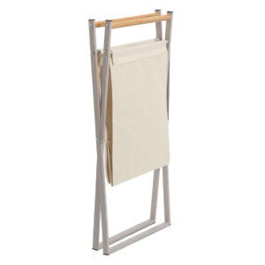 Wäschesammler, Metall/Holz/Polyester, greige