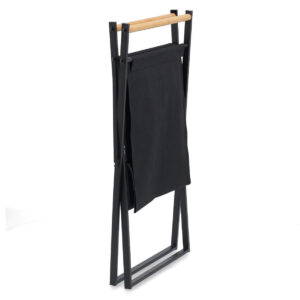 Wäschesammler, Metall/Holz/Polyester, schwarz