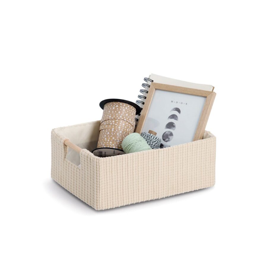 Aufbewahrungskorb, Baumwolle/Polyester/Holz,