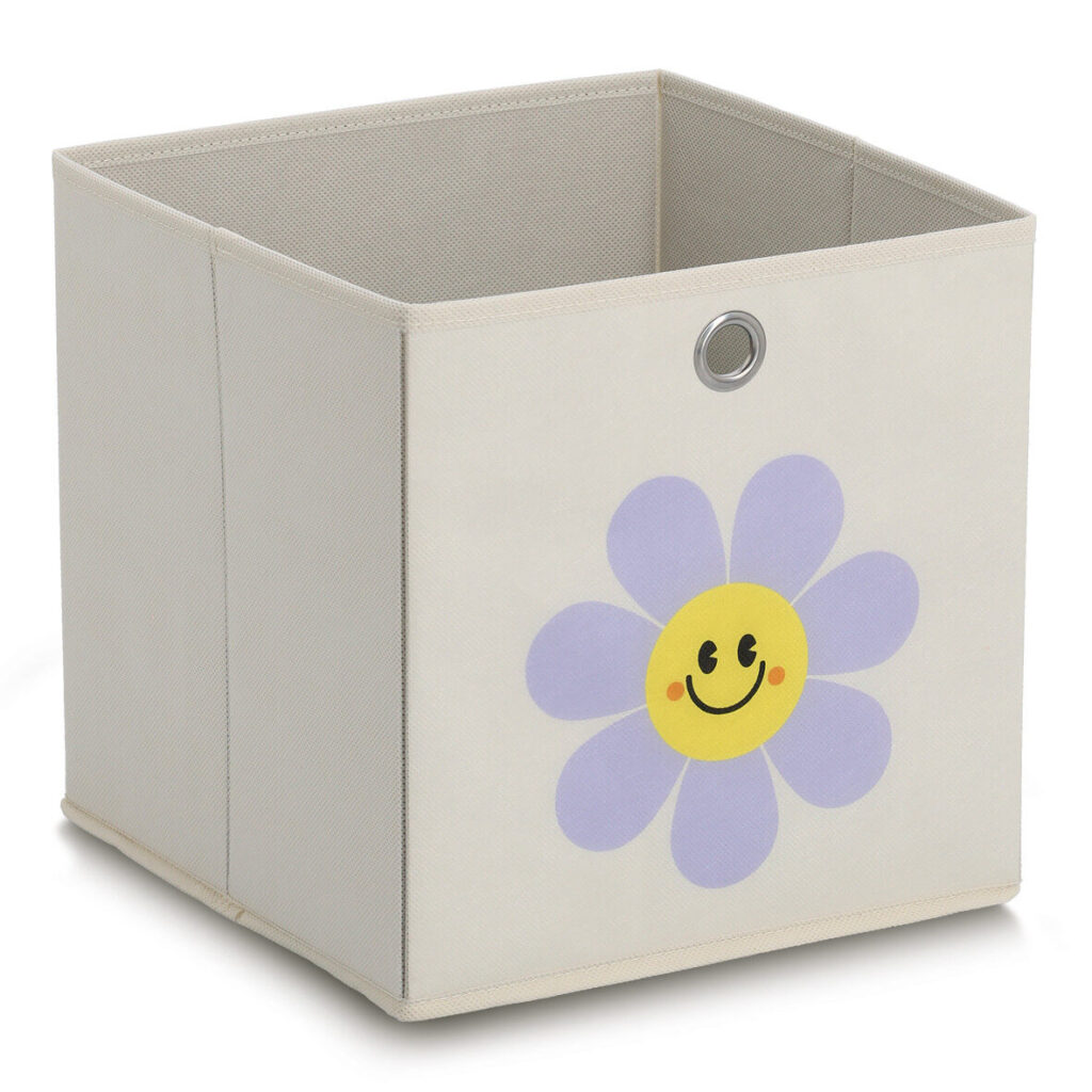 Aufbewahrungsbox "Happy Flower", Vlies, creme