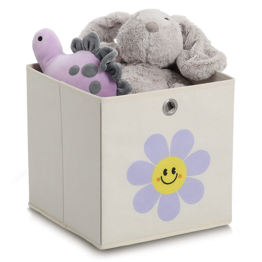 Aufbewahrungsbox "Happy Flower", Vlies, creme