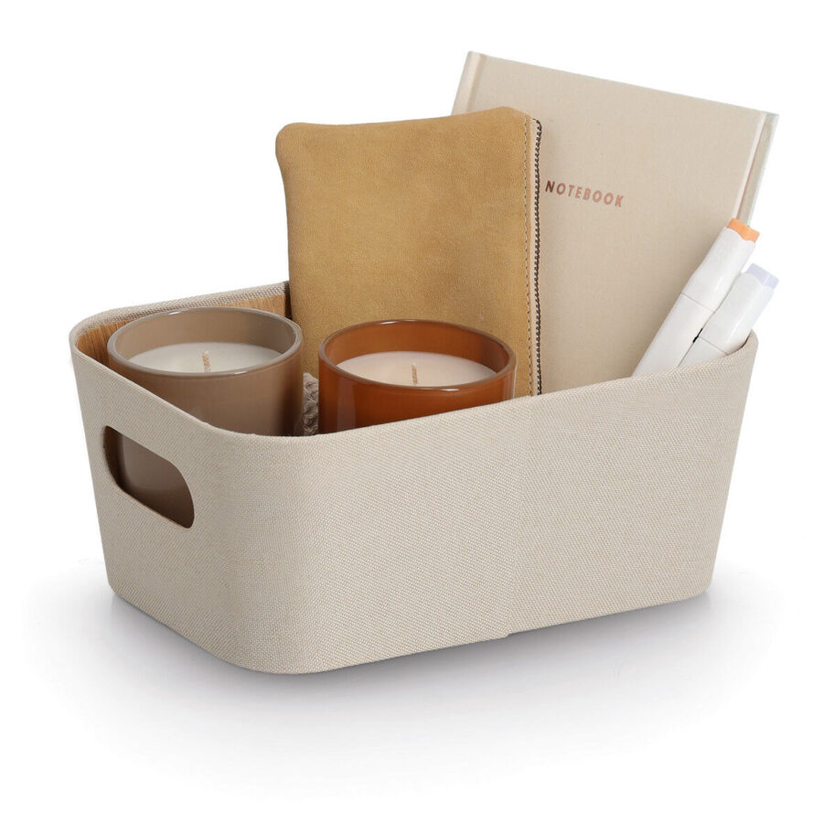 Aufbewahrungsbox, Pappe/Polyester, beige