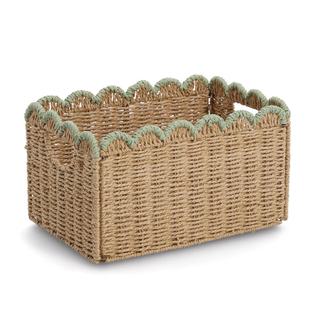 Aufbewahrungskorb, Papiergeflecht, mint, faltbar