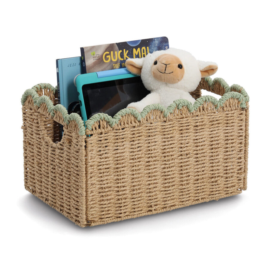 Aufbewahrungskorb, Papiergeflecht, mint, faltbar