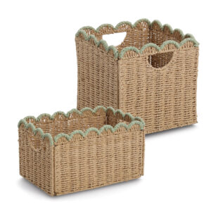 Aufbewahrungskorb, Papiergeflecht, mint, faltbar