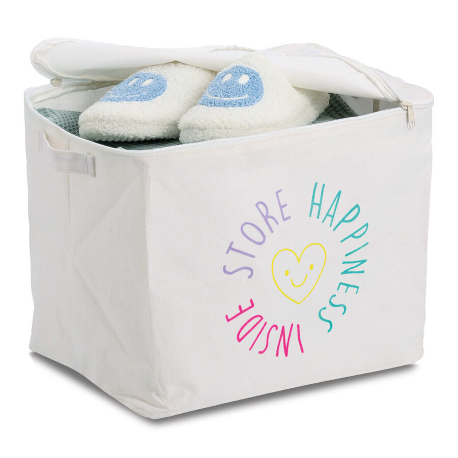 Aufbewahrungsbox "Happiness" mit Reißverschluss,