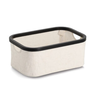 Aufbewahrungskorb, Polyester/Bambus, creme/schwarz