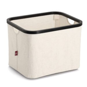 Aufbewahrungskorb, Polyester/Bambus, creme/schwarz