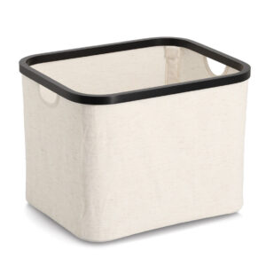 Aufbewahrungskorb, Polyester/Bambus, creme/schwarz