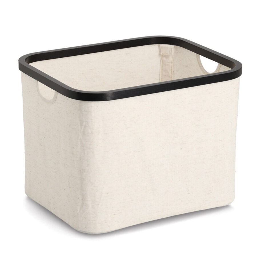 Aufbewahrungskorb, Polyester/Bambus, creme/schwarz