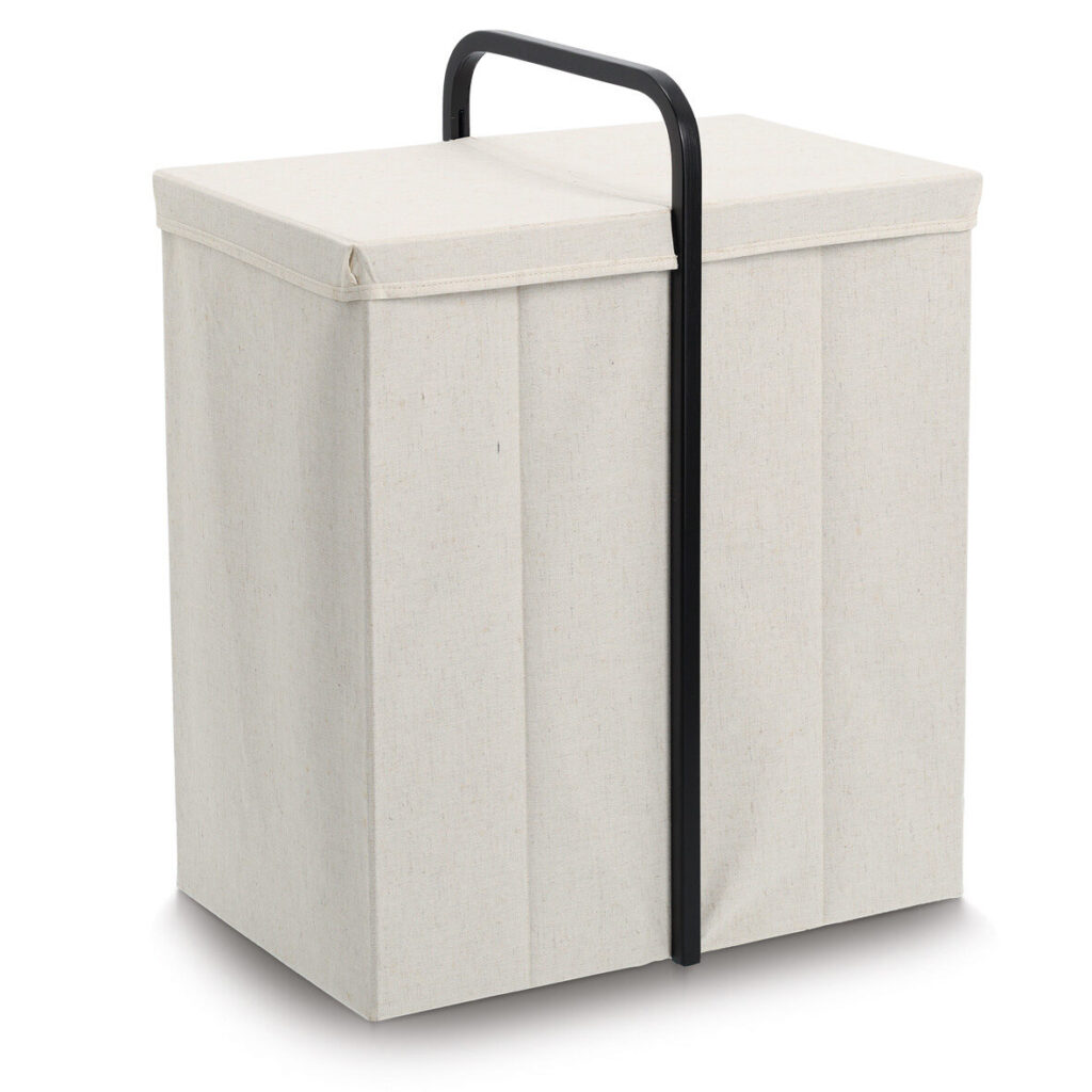 Wäschesammler, Polyester/Bambus, creme/schwarz