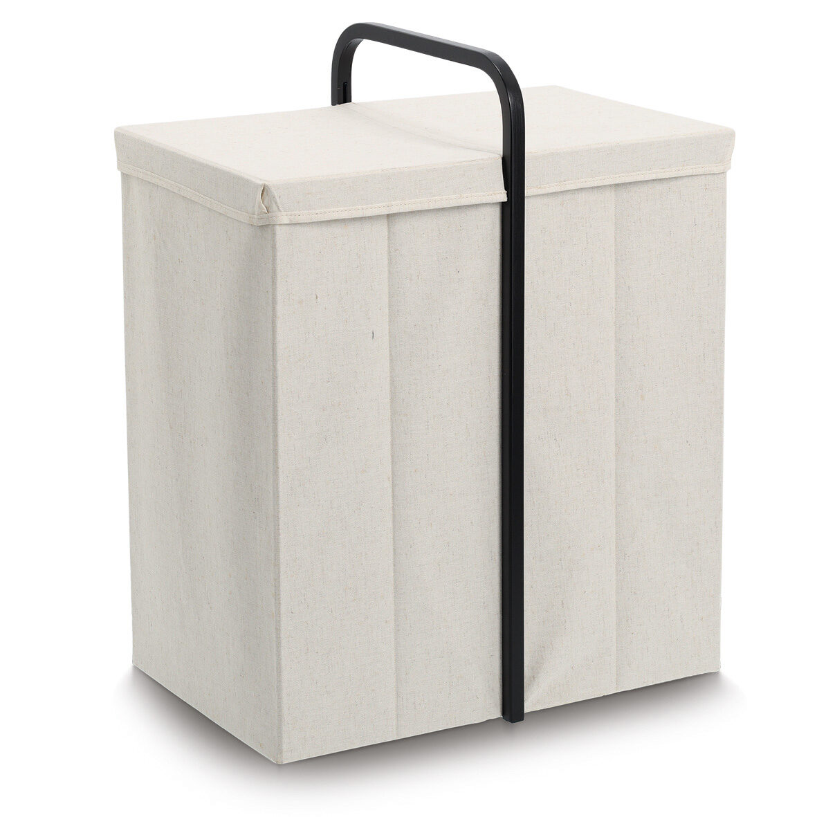 Wäschesammler, Polyester/Bambus, creme/schwarz