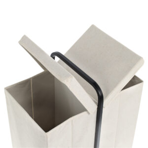 Wäschesammler, Polyester/Bambus, creme/schwarz