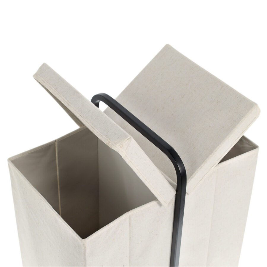 Wäschesammler, Polyester/Bambus, creme/schwarz