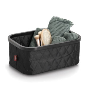 Aufbewahrungskorb, Polyester/Bambus, schwarz