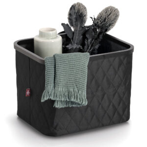 Aufbewahrungskorb, Polyester/Bambus, schwarz