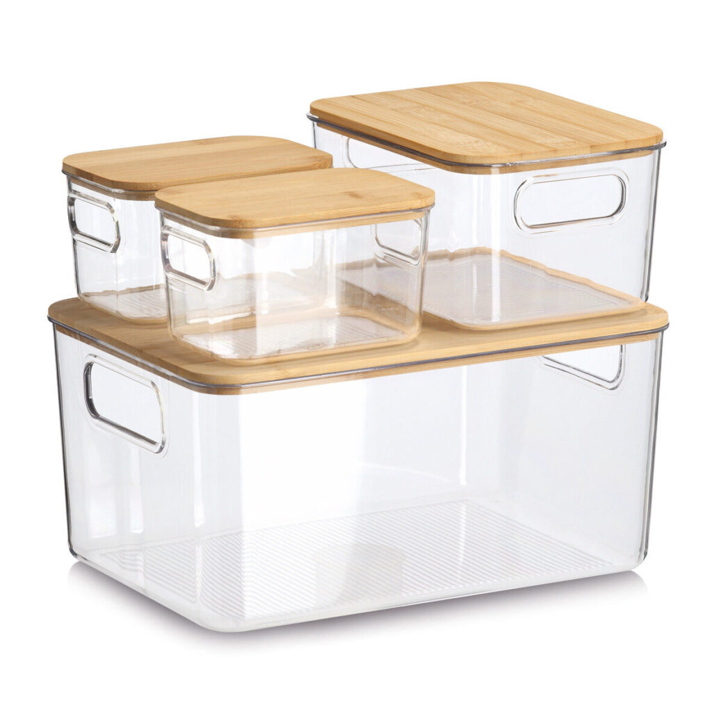 Aufbewahrungsboxen-Set, 4-tlg., Kunststoff/Bambus