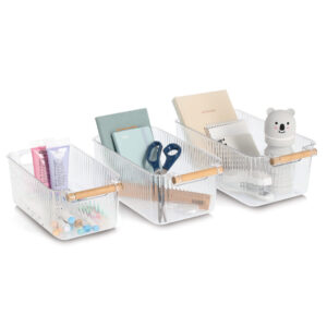 Aufbewahrungsboxen-Set, 3-tlg., Kunststoff/Bambus