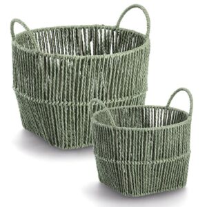 Aufbewahrungskorb, Papiergeflecht, salbei
