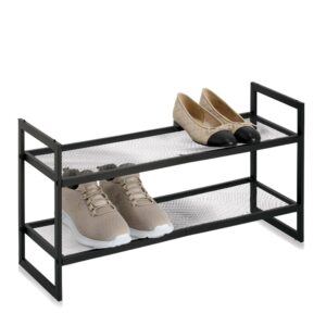 Schuhregal mit 2 Ablagen, stapelbar, Metall,