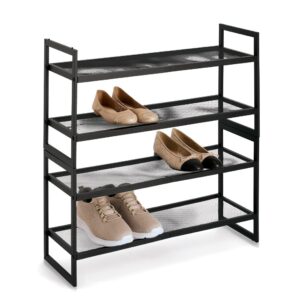 Schuhregal mit 2 Ablagen, stapelbar, Metall,