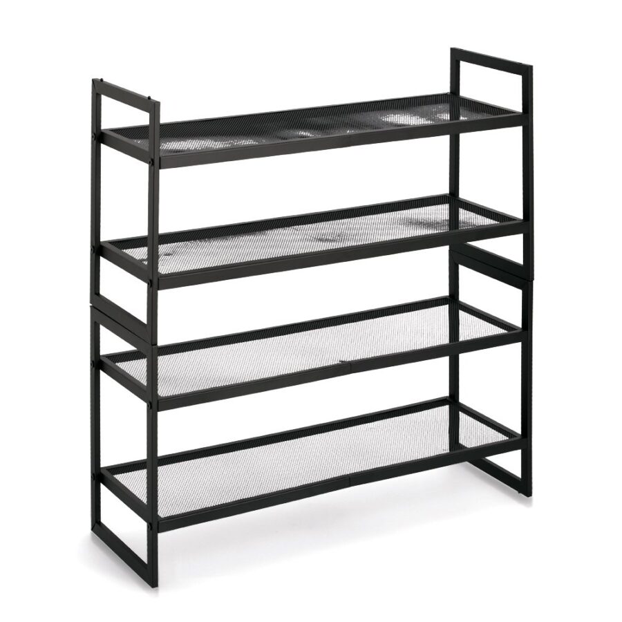 Schuhregal mit 2 Ablagen, stapelbar, Metall,