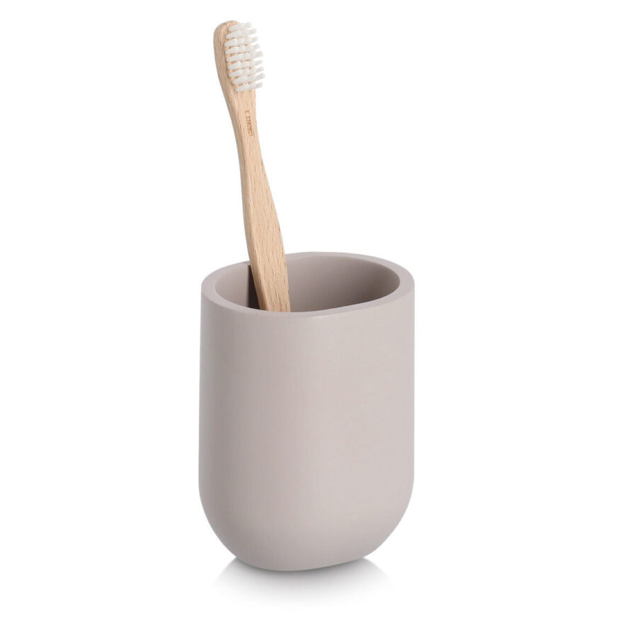 Zahnputzbecher, Polyresin, greige