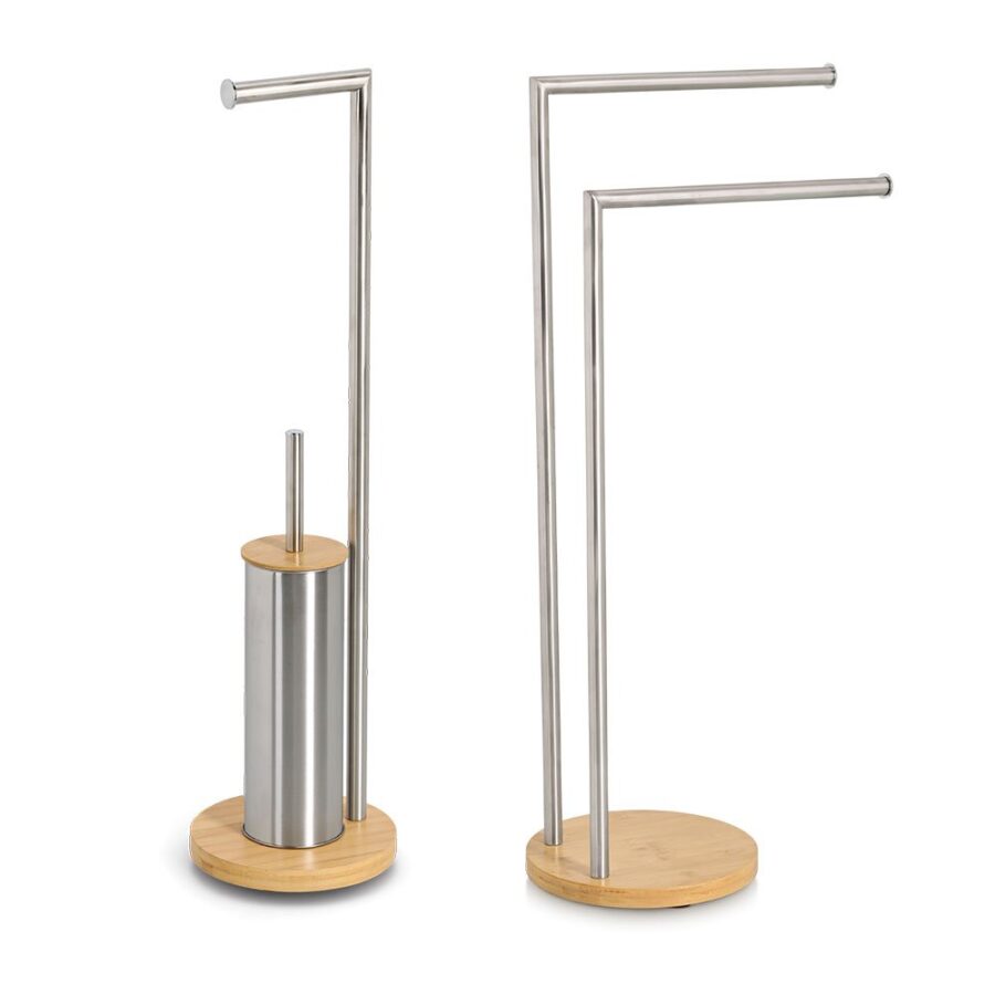 WC-Garnitur, Edelstahl/Bambus