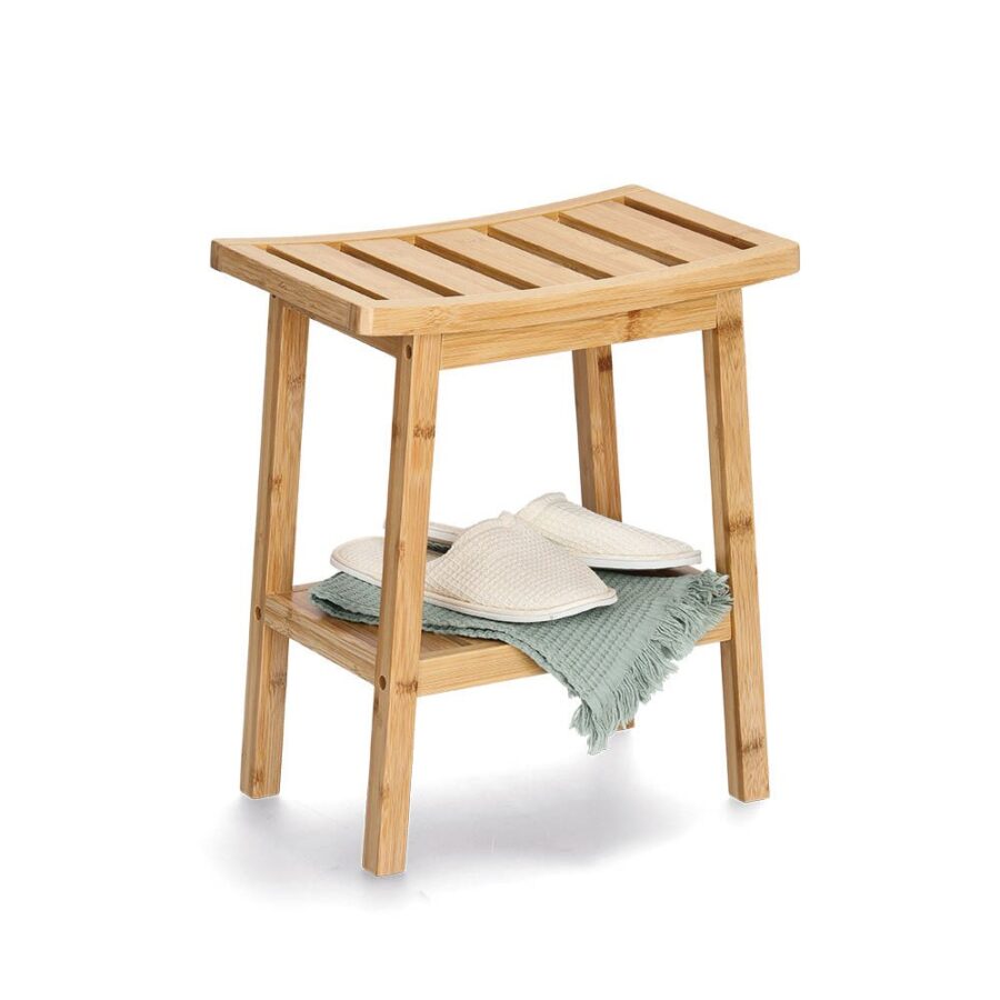 Hocker mit Ablage, Bambus