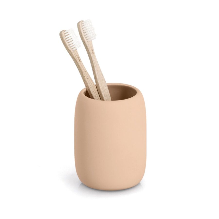 Zahnputzbecher, Keramik, mandel