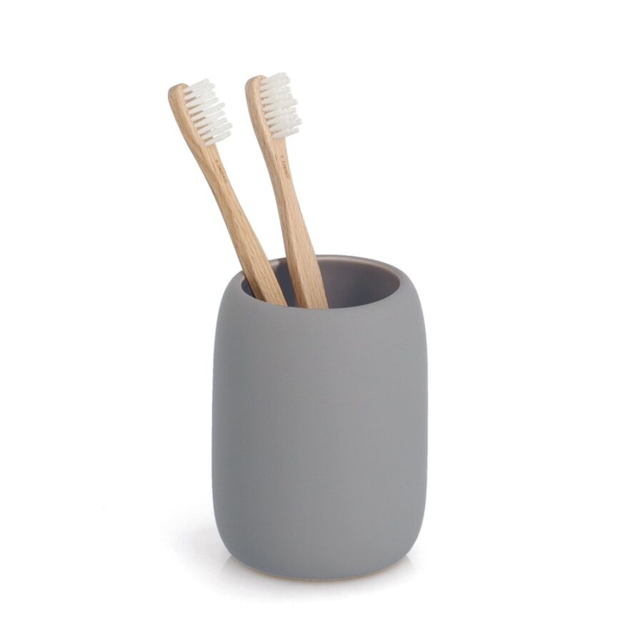 Zahnputzbecher, Keramik, grau