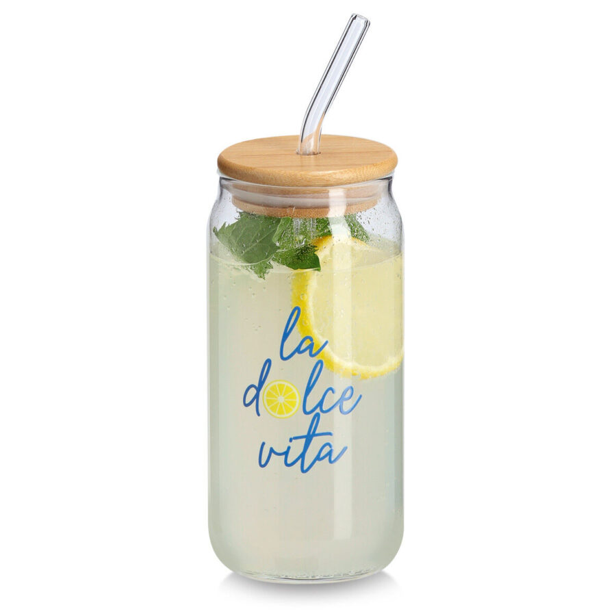 Trinkglas "la dolce vita" mit Bambusdeckel und