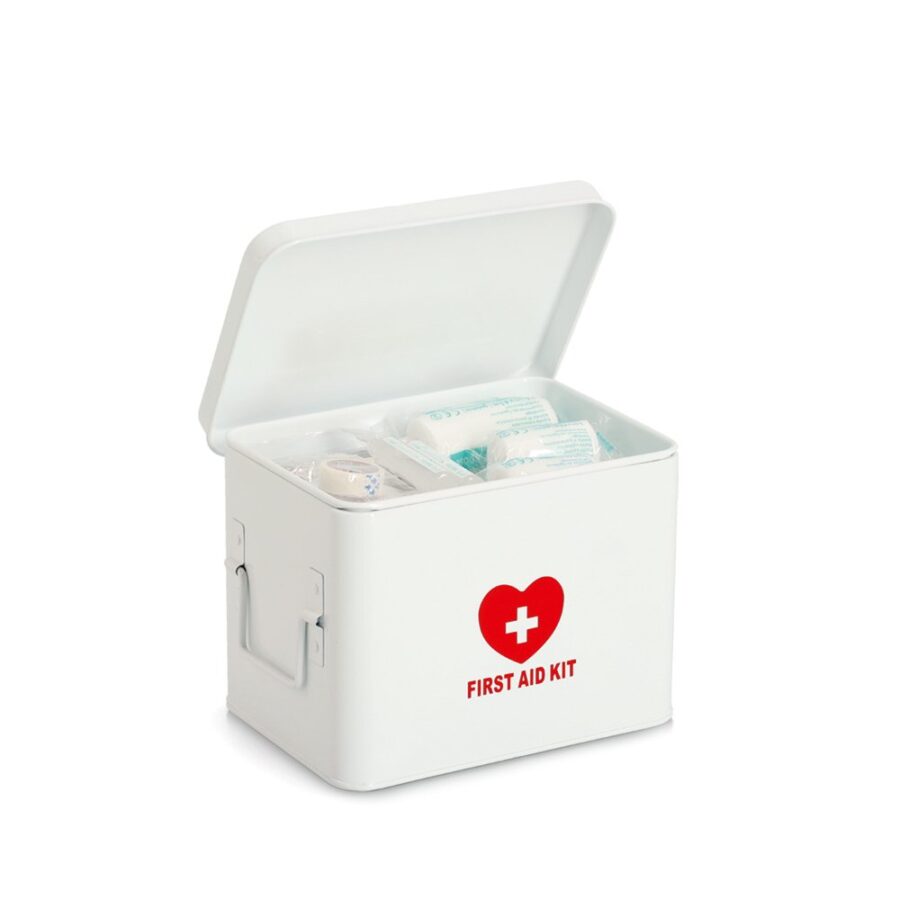 Medizinbox, Metall, weiß