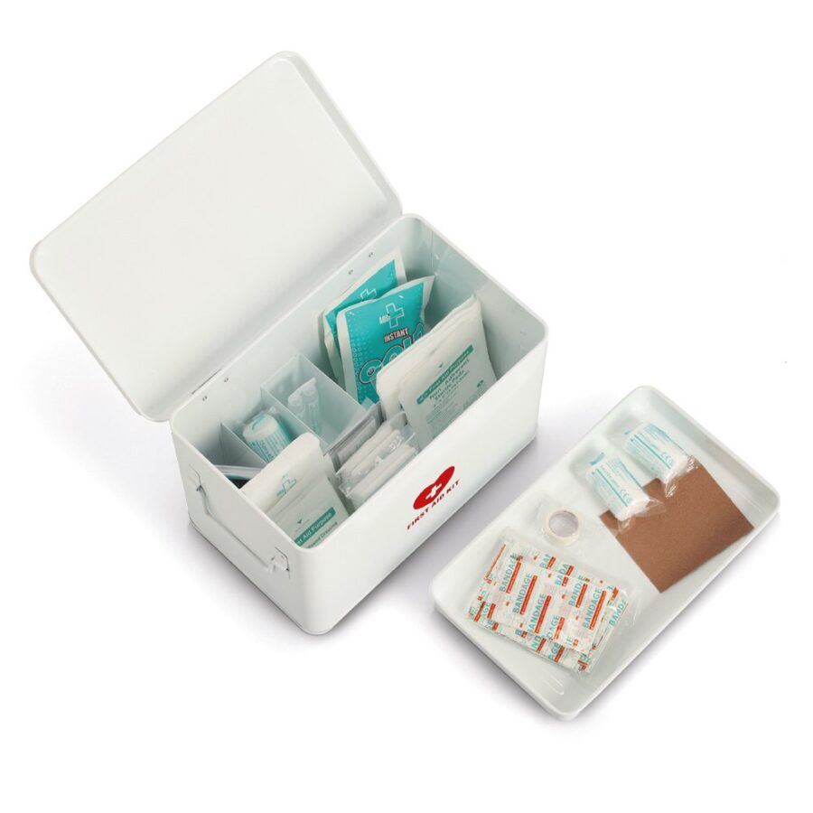 Medizinbox, Metall, weiß