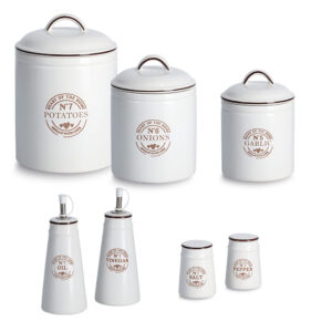 Essig-/Ölflaschen-Set, 2-tlg., Keramik, weiß