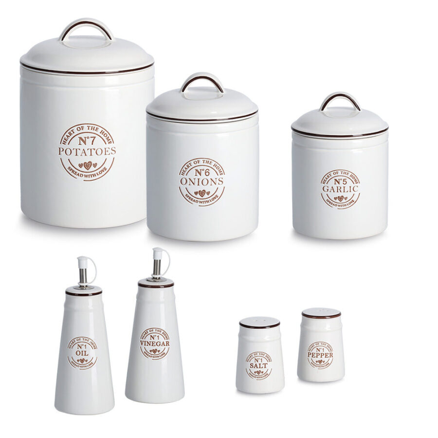 Essig-/Ölflaschen-Set, 2-tlg., Keramik, weiß